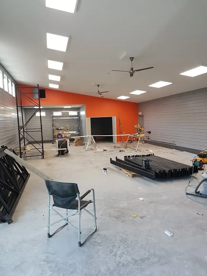 New lights installed in a commercial garage in Kamloops.