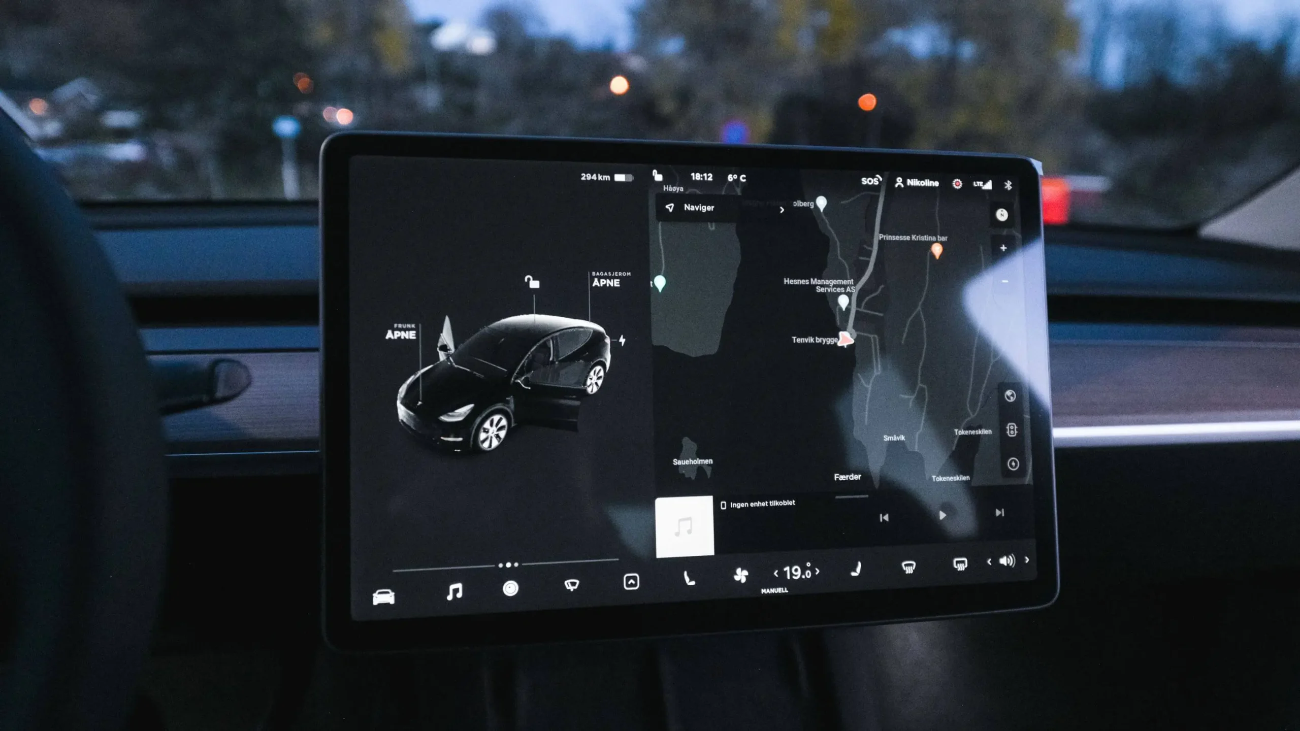 Tesla model Y SUV dashboard.